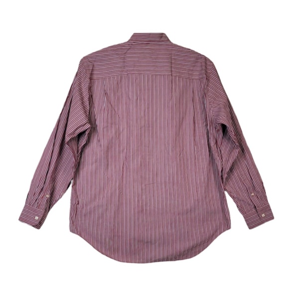 Austin Reed London Men Cotton Long Sleeve Dress Shirt Stripe Size Large Red - Picture 6 of 13